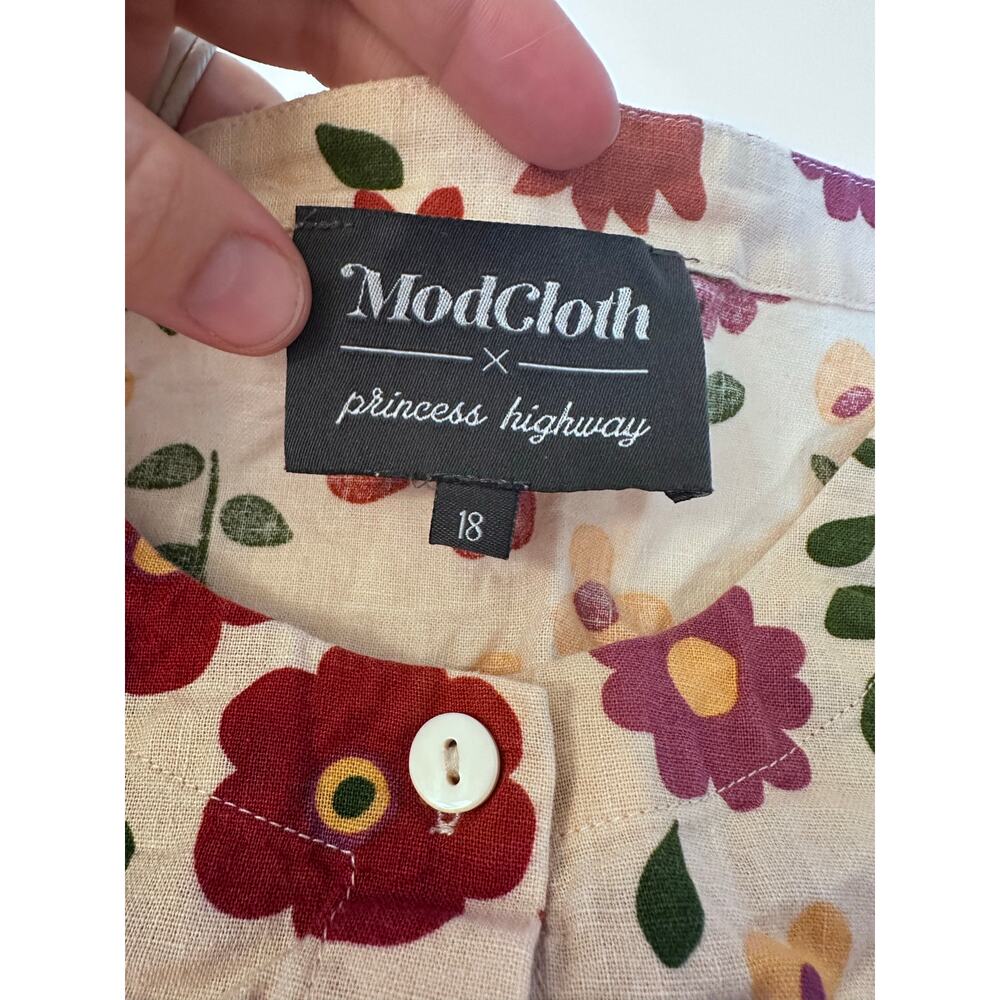 ModCloth x Princess Highway Floral Tie-Front Blouse UK 18 US 14 cottagecore - Picture 6 of 8